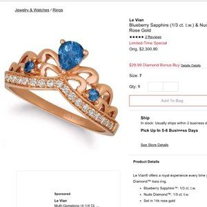 Le Vian Sapphire Tiara Ring 1/6 ct tw Diamonds 14K